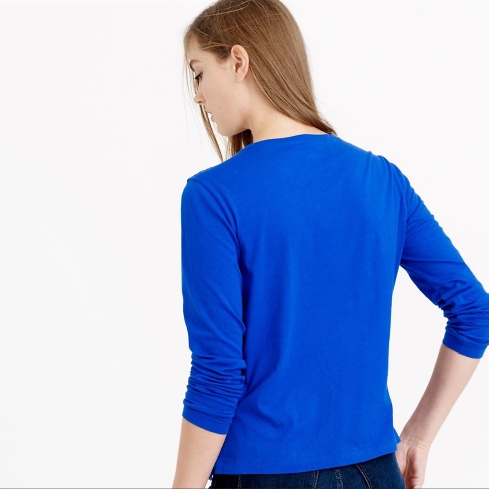 J. Crew Lace Front Long Sleeve T-Shirt | Black - Picture 9 of 9